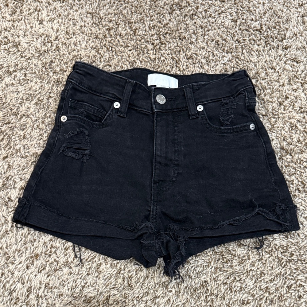 H&M Black Distressed Jean Shorts